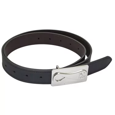 CEINTURE EN CUIR - FIN. - réversible noir / marron - 2 boucles