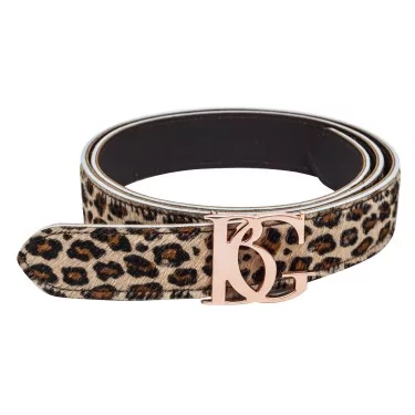 CEINTURE EN CUIR - LARGE -  réversible marron / aspect léopard